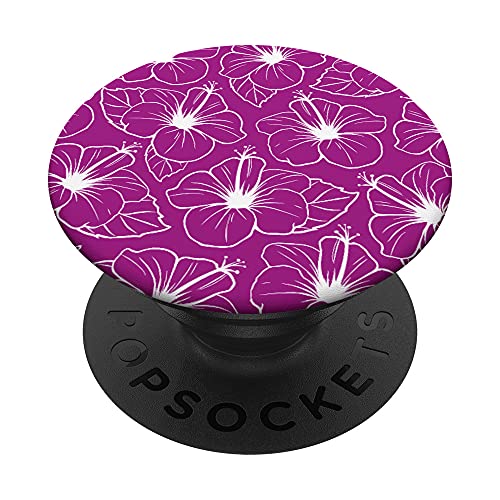 Linda púrpura hibisco flor floral hawaiana estética PopSockets PopGrip Intercambiable