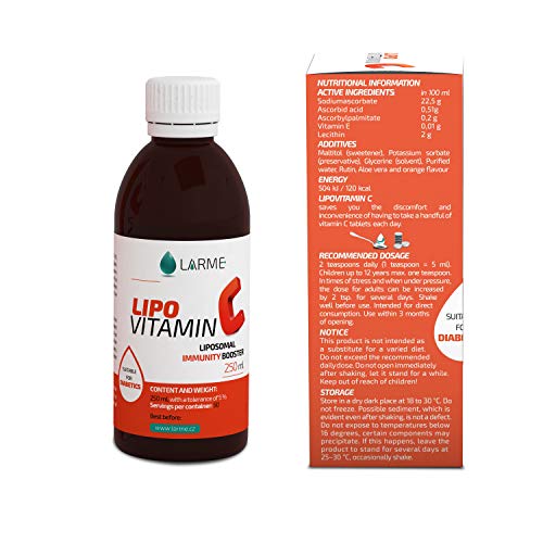 LIPOVITAMIN C® - LIPOSOMAL VITAMINA C Líquida de Alta Dosificación-1450mg por Porción-por 5ml! Altamente Concentrada para Máxima Eficacia. Garantiza Absorción y Biodisponibilidad Mayor