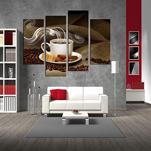 Llxhg Marco De La Decoración De Lona Hd Impreso Imágenes Fragantes Granos De Café Wall Art Home Painting Poster Para La Sala De Estar Moderno 4 Piezas No Frame20X40Cmx2 + 20X60Cmx2