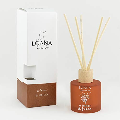 LOANA ESSENCE | Ambientador Mikado Esencia Amaderada | Ambientador Casa Varillas, Baño u Oficina | Palos Mikado Ambientador | Difusor de Varillas Fragancia | Sin Alcohol | Duración 4 Semanas