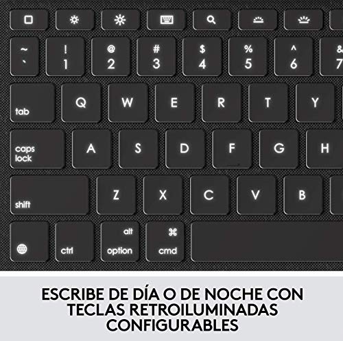 Logitech Combo Touch para iPad (7.ª, 8.ª y 9.ª generación) Funda con trackpad de precisión, teclado retroiluminado tipo portátil y tecnología Smart Connector, Disposición QWERTY Español - Negro