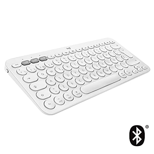 Logitech K380 Teclado Bluetooth Multidispositivo para Mac, Perfil Compacto, Conexión hasta 3 Dispositivos, Teclado de Tijera, Batería de hasta 2 años, macOS / iOS / iPadOS, QWERTY Español - Blanco