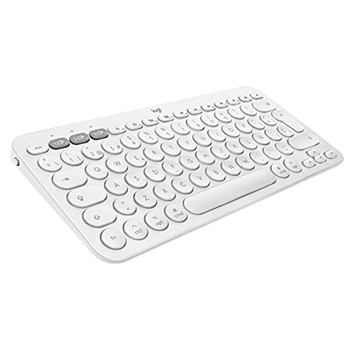 Logitech K380 Teclado Bluetooth Multidispositivo para Mac, Perfil Compacto, Conexión hasta 3 Dispositivos, Teclado de Tijera, Batería de hasta 2 años, macOS / iOS / iPadOS, QWERTY Español - Blanco