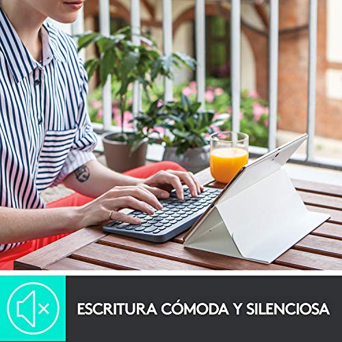 Logitech K380 Teclado Inalámbrico Multi-Dispositivos para Windows/Apple iOS/Android/Chrome, Bluetooth, Diseño Compacto, PC/Mac/Portátil/Smartphone/Tablet/Apple TV, Disposición QWERTY Español - Negro