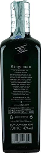 London Dry Gin Kingsman Edition 49º - 700ml-Ginebra Premium_Auténtica Ginebra de Londres-Elaborada con base de Enebro-Ginebra idónea para cocteles