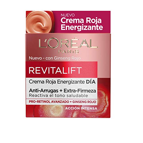 L'Oreal Paris Revitalift Crema Día Roja Energizante con Ginseng Rojo - Paquete de 3 x 50  ml - Total: 150 ml