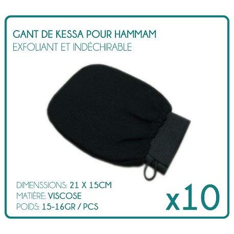 Lote de 10 guantes Kessa para Hammam negro exfoliante