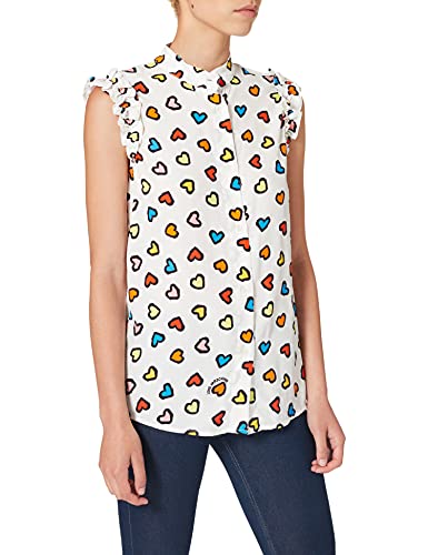 Love Moschino Hemd Bluse, Multicolor (P.Hearts/White 0037), 38 (Talla del Fabricante: 40) para Mujer