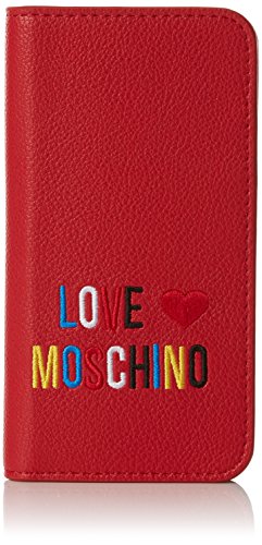 Love Moschino - Portacel.small Grain Pvc Rosso, Carteras de mano Mujer, Rojo (Red), 2x14x7 cm (B x H T)