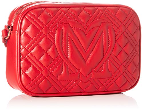 Love Moschino Precollezione Ss51, Bolso de Hombro PU para Mujer New Shiny Quilted, Rojo, Normal