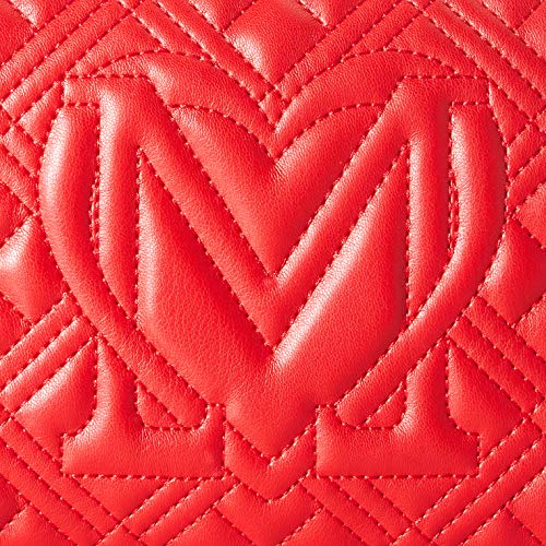 Love Moschino Precollezione Ss51, Bolso de Hombro PU para Mujer New Shiny Quilted, Rojo, Normal