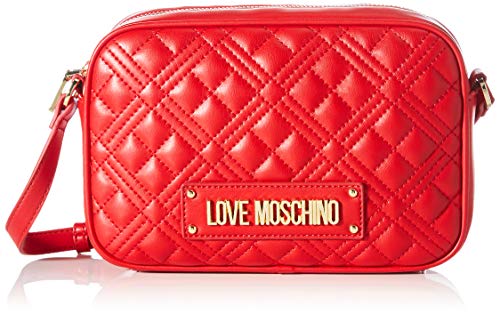 Love Moschino Precollezione Ss51, Bolso de Hombro PU para Mujer New Shiny Quilted, Rojo, Normal