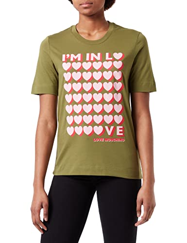 Love Moschino t-Shirt with I'm IN Love Print Camiseta, Verde, 48 para Mujer