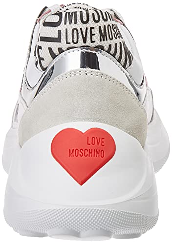 Love Moschino, Zapatos de Mujer, de la colección Otoño Invierno 2021, NEAKER, Color Blanco, 41 EU