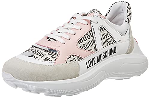 Love Moschino, Zapatos de Mujer, de la colección Otoño Invierno 2021, NEAKER, Color Blanco, 41 EU