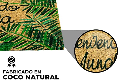 LucaHome - Felpudo Coco Natural 40x70 Antideslizante, Felpudo de Coco Bienvenido a mi Jungla, Felpudo Absorbente Entrada casa, Ideal para Exterior o Interior