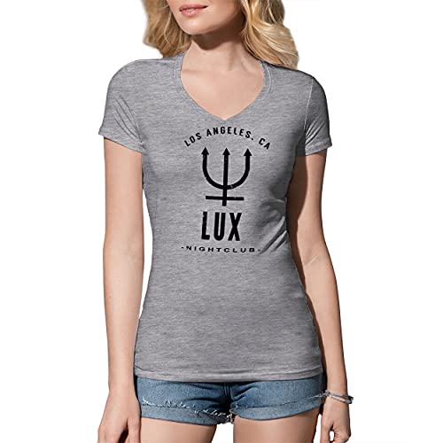 Lucifer Morningstar TV Show Lux Nightclub Los Angeles Tom Ellis Camisa Gris De Cuello En V para Mujer Size XXL