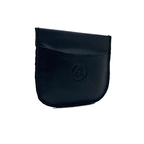 Lugupell Cuero Taco Monedero Piel Genuina Auténtica con Fleje para Hombre y Mujer (Negro)