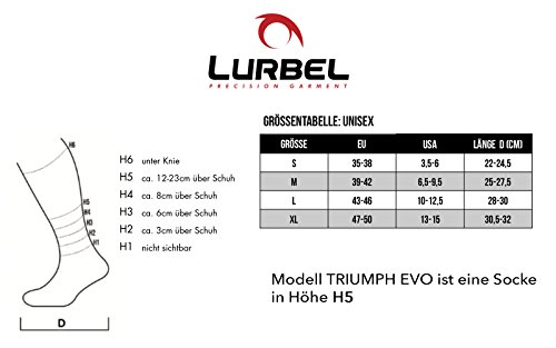 Lurbel Triumph Evo Corto Medias de compresión//unidad – Calcetines de compresión Calcetines, hombre & mujer, para deportes, vuelo y viaje, color Negro , tamaño 43-46