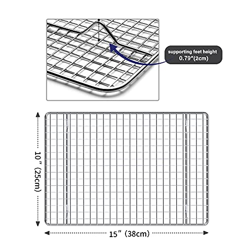 Luvan dos rejillas para hornear y enfriar de acero inoxidable 100% 304, el horno de 25 * 38 cm es seguro y resistente al óxido, adecuado para cocinar y hornear