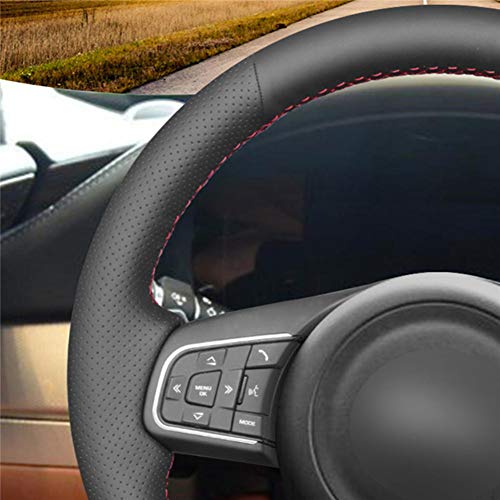 LYSHUI Black Leather Car Hand-Sewn Steering Wheel Cover,For Jaguar E-Pace 2017-2019 F-Pace 2016-2017 XE 2015-2017 XF 2016 2017