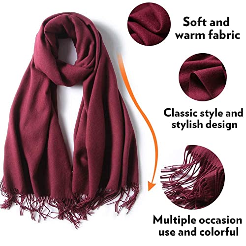 MaaMgic Bufanda de Invierno Para Mujer Chal Pashminas Foulard Grande Larga de 200 * 70CM Suave Mantón Grueso Multicolor para Mujeres,Burdeos