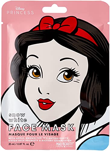 MAD Beauty Mascarilla Facial Hidratante Blancanieves, Disney Pop Princess Face Mask Snow White Translúcido, 25 Mililitros