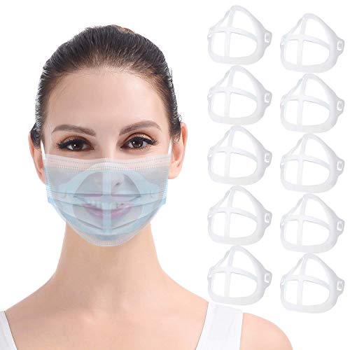 MAGIC SELECT Soporte para mascarillas interior 3D, Marco separador de silicona blanco transparente. Para respirar mejor y protección de piel y labios.(10, Adulto)