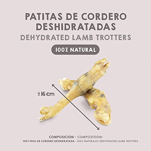 MAIKAI Chuches para Perros 100% Naturales - Patitas de Cordero deshidratadas (3 Packs X 2 ud)  - Snacks y premios saludables - Dieta Barf