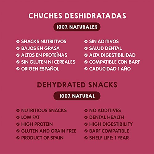 MAIKAI Chuches para Perros Naturales 100% - Pulmones de Ternera Deshidratados - Snacks y Premios Saludables - Dieta Barf - (3 Bolsas x 80 g)