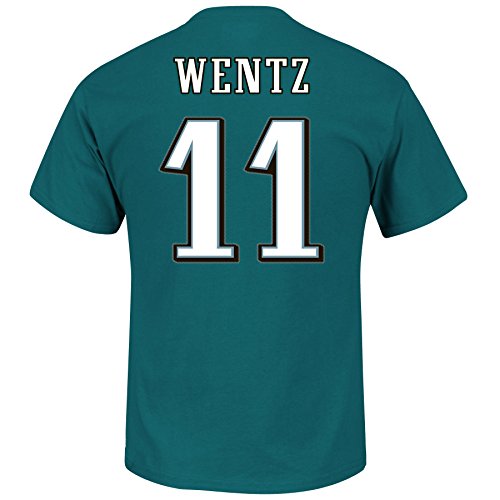 Majestic Carson Wentz Philadelphia Eagles Green - Camiseta con nombre y número (talla M)