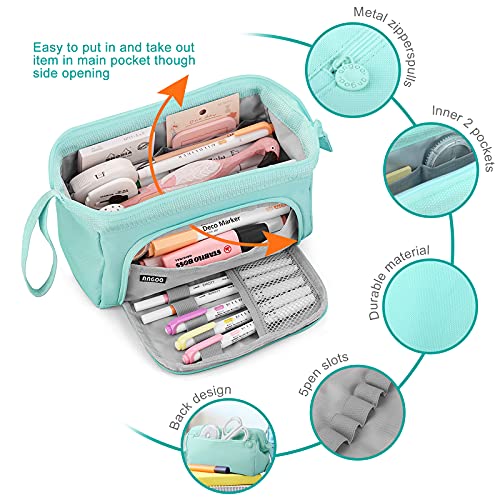 Mamowla Estuche Escolar Estuches de Lápices de Gran Capacidad Estuche Neceser Maquillaje para Niñas Niños Adolescentes Estudiantes Adultos, Azul