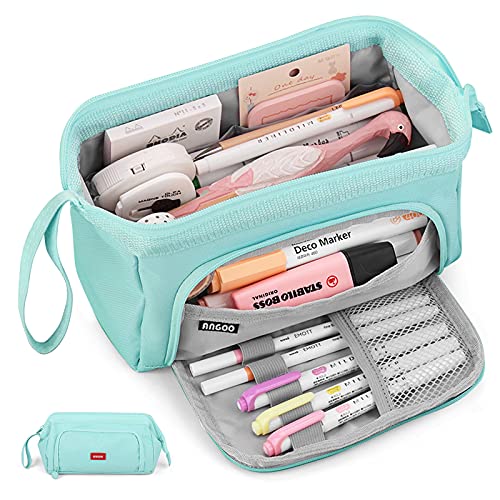 Mamowla Estuche Escolar Estuches de Lápices de Gran Capacidad Estuche Neceser Maquillaje para Niñas Niños Adolescentes Estudiantes Adultos, Azul