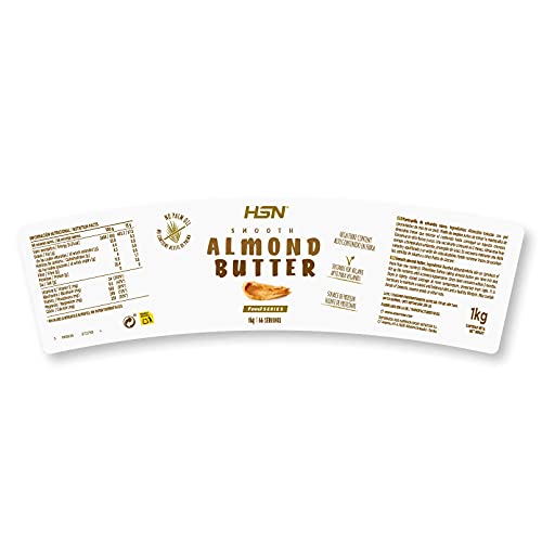 Mantequilla de Almendra de HSN | 1000 g | Textura Suave y Cremosa | Almond Butter Smooth | 100% Natural Vegano | Libre de GMO | No Aceite de Palma, No Azucares ni Sal Añadidos