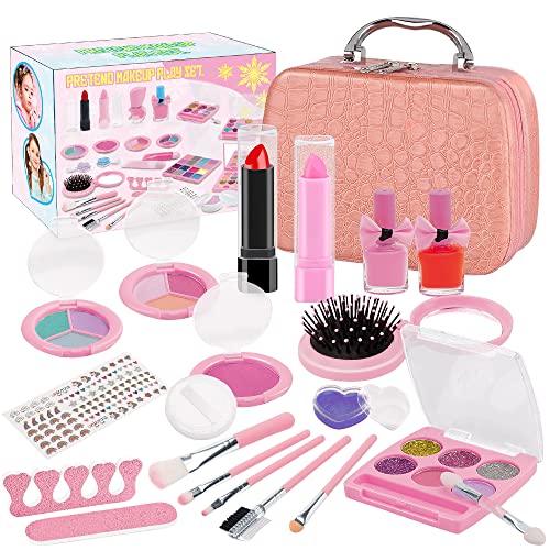 Maquillaje para Niñas,20 Piezas Juguetes de Maquillaje Lavables para Niños, Seguros y No Tóxicos, Juegos de Maquillaje para Niñas, Regalo de Princesa para Niñas en Fiesta Cumpleaños 6 7 8 9 10 Años