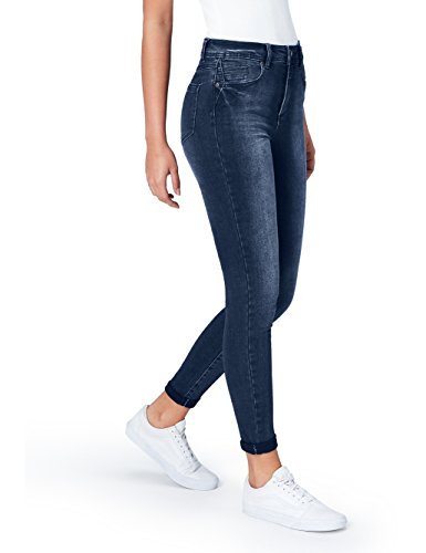 Marca Amazon - find. Vaqueros Ceñidos de Tiro Medio Mujer, Azul (Mid Indigo), M (30W / 32L)