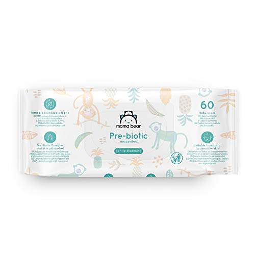 Marca Amazon - Mama Bear Toallitas para bebé prebióticas 12x60 (720 toallitas - tejido 100% biodegradable)