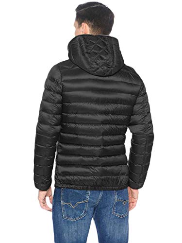 Marciano Guess Chaqueta de plumas para hombre con cremallera, color negro, talla L A1/45