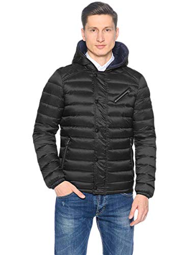 Marciano Guess Chaqueta de plumas para hombre con cremallera, color negro, talla L A1/45