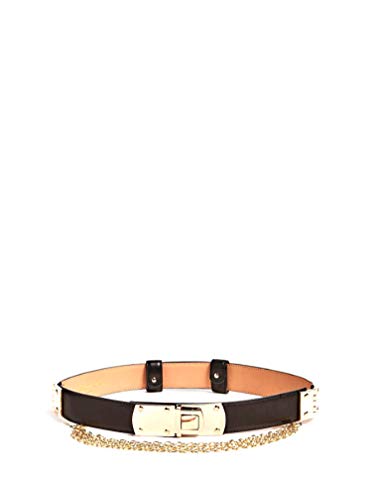 Marciano Guess - Cinturón de mujer de piel con inserción de cadena de metal. Negro Talla única