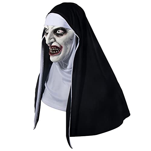 Máscara De Terror De La Monja,máscara De Látex Espeluznante, Decoración De Halloween,cosplay De Miedo,fiesta De Carnaval De Halloween, Fiesta De Máscaras, Broma De Accesorios