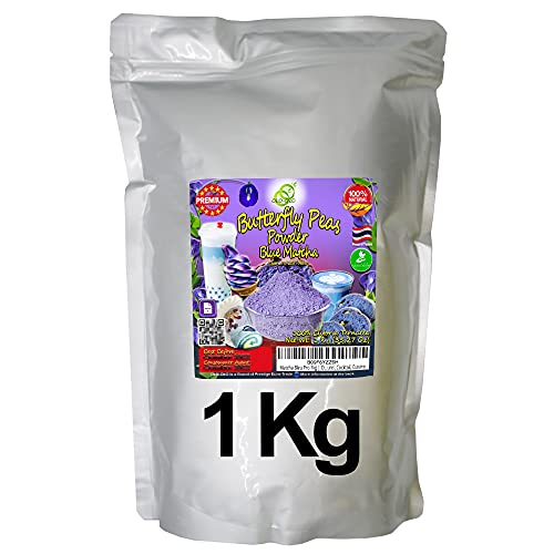 Matcha Blue | OkO-OkO - Premium Guisantes mariposa Polvo Azul 100% Clitoria Ternatea de Tailandia sin aditivos - Infusión Té de hierbas Colorante alimentario natural Cocina Pastelería (1 Kg o 35,2 Oz)