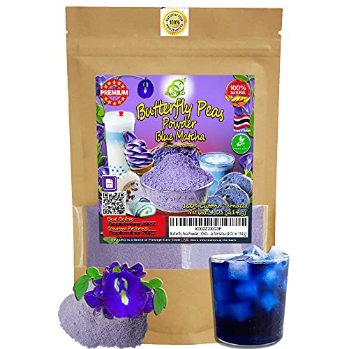 Matcha Blue | OkO-OkO - Premium Guisantes mariposa Polvo Azul 100% Clitoria Ternatea de Tailandia sin aditivos - Infusión Té de hierbas Colorante alimentario natural Cocina Pastelería (114 g o 4 Oz)