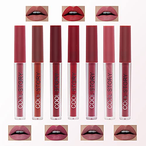 Mate Pintalabios Brillo de Labios Set, Set de Brillo de Labios, Matte Lipstick Set, Lápiz Labial Mate Set - Regalo San Valentín, Cumpleaños, 7 PCS