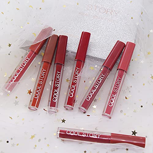 Mate Pintalabios Brillo de Labios Set, Set de Brillo de Labios, Matte Lipstick Set, Lápiz Labial Mate Set - Regalo San Valentín, Cumpleaños, 7 PCS