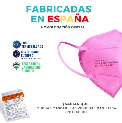 MEGAPACK - 25 Mascarillas FFP2 Homologadas Rosas SIN GRAFENO - Más Filtración, Ultraprotección, Calidad y Comodidad - Certificación Europea 2797