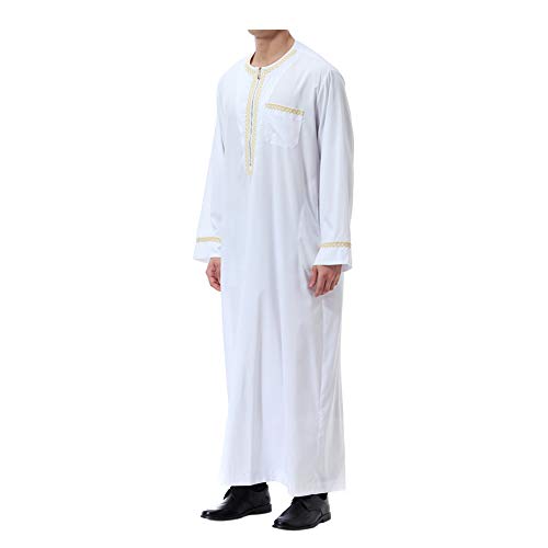 Meijunter musulmán Hombres islámico Dubai Robe - Cremallera O-cuello Manga larga árabe Thobe Saudi Estilo Dishdasha Kaftan Medio Oriente Étnico Kandoura