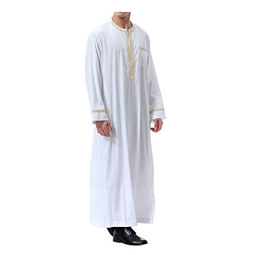 Meijunter musulmán Hombres islámico Dubai Robe - Cremallera O-cuello Manga larga árabe Thobe Saudi Estilo Dishdasha Kaftan Medio Oriente Étnico Kandoura