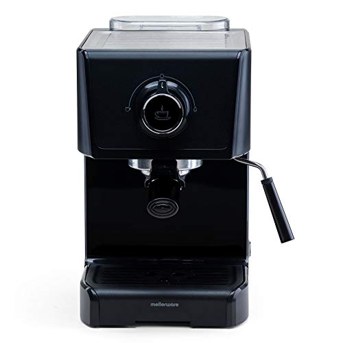 Mellerware - Cafetera Espresso Koffy!1200W | 20 Bar | Bandeja Calientatazas | Vaporizador Inox Orientable | Café Molido y Monodosis Capuccino | Thermoblock | 2 Cafés | Depósito Agua Extraíble 1.2L