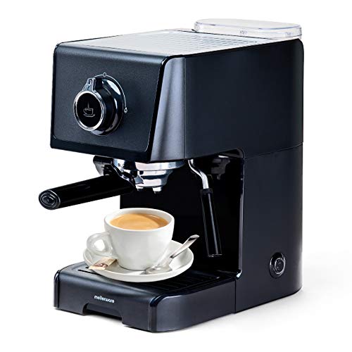 Mellerware - Cafetera Espresso Koffy!1200W | 20 Bar | Bandeja Calientatazas | Vaporizador Inox Orientable | Café Molido y Monodosis Capuccino | Thermoblock | 2 Cafés | Depósito Agua Extraíble 1.2L